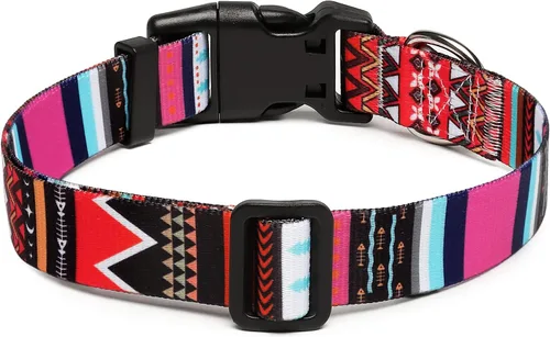 Miniatura 107 de Mercano Collar ajustable para perro, patrones de diseño especial, nailon suave, cómodo y resistente, collar para mascotas para perros pequeños