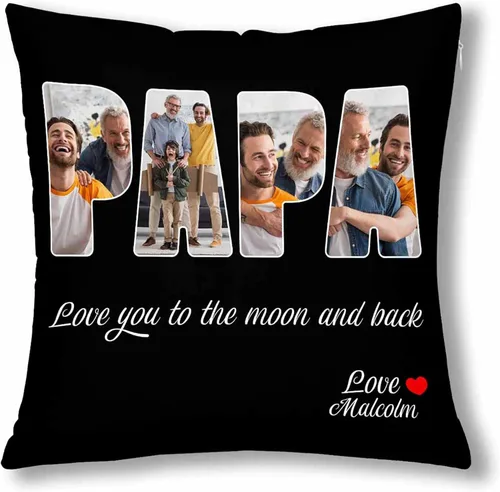 Miniatura 10 de Foto personalizada con fundas de almohada de texto, almohadas personalizadas para abuelo, funda de almohada decorativa personalizada para sofá