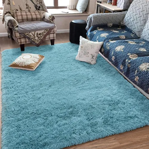 Miniatura 8 de ST. BRIDGE - Alfombra larga turquesa verde para dormitorio de 2 x 4 pies, alfombras esponjosas y peludas para sala de estar y guardería, alfombra