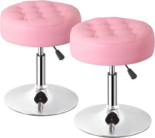Miniatura 11 de SUPER DEAL Taburetes de tocador para maquillaje, silla otomana de tocador con altura ajustable y giro de 360° para sala de maquillaje, dormitorio