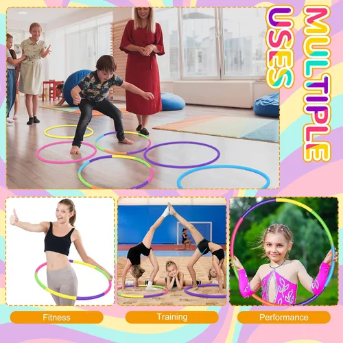 Miniatura 5 de Sratte 6 piezas de aros de ejercicio desmontables ajustables, aros de plástico que se unen con clic, anillo de juguete, color, juguetes de patio