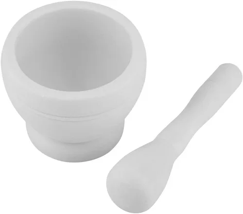 Miniatura 7 de PP Material Molienda Tazón, Mortero y Maja Set, Molinillo de ajo de plástico manual para el hogar, uso en la cocina (blanco)
