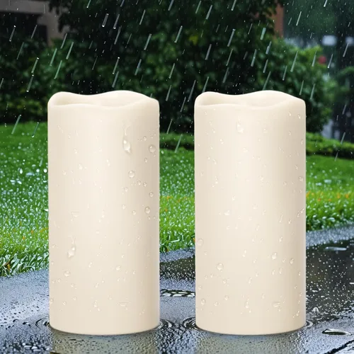 Miniatura 7 de GenSwin Velas LED parpadeantes sin llama de 4 x 6.5 pulgadas, funcionan con pilas con temporizador de 6 horas, velas votivas de cera real cálida