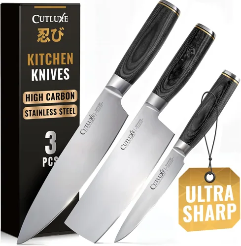 Miniatura 10 de Cuchillo Santoku – Cuchillo japonés ultra afilado de 5 pulgadas para carne y verduras para picar, hoja de acero inoxidable de alto carbono, mango