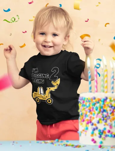 Miniatura 2 de Camiseta de béisbol de manga 2 34 con diseño de Bulldozer I'm Digging being para niños pequeños