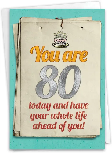 Miniatura 16 de NobleWorks - Tarjeta de cumpleaños número 80 divertida - Celebración de 80 años, tarjeta de humor de hito para abuelos, padres - Ecuación de edad 80