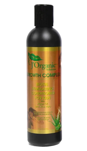 J'Organic Solutions Acondicionador de cabello estimulante de biotina para niños, promueve un cabello más grueso, más completo, nutritivo y mejora el