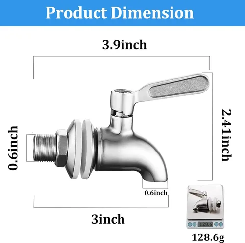 Miniatura 2 de Grifo de reemplazo del dispensador de bebidas,Grifo de acero inoxidable para dispensador de agua,Caño de reemplazo del dispensador de bebidas