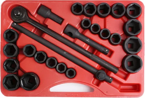 Juego de dados de impacto de 27 piezas de 3/4 "pulgadas de impulsión métrica SAE estándar automotriz mecánico