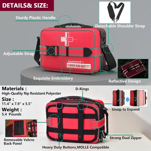 Miniatura 3 de Kit avanzado de primeros auxilios integral con compartimentos bien organizados y etiquetados, sistema MOLLE removible. Kits de primeros auxilios