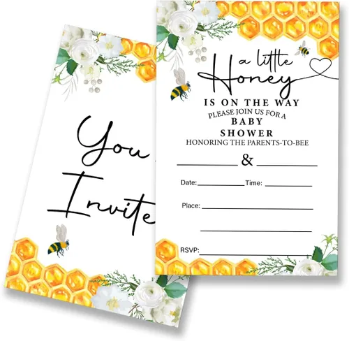 Miniatura 7 de Juego de 20 invitaciones para baby shower con sobres, con sobres, tarjetas de invitación de maní, doble cara