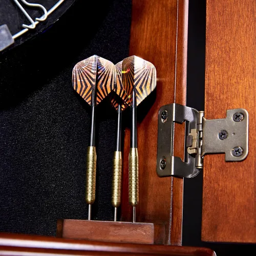Miniatura 4 de Barrington Billiards Gabinete de dardos de madera Chatham con tablero de dardos de cerdas de 18" y juego de dardos con punta de acero