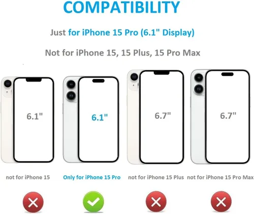 Miniatura 2 de ONETOP Funda tipo cartera compatible con iPhone 15 Pro con soporte para tarjetas, funda de piel sintética con ranuras para tarjetas, doble cierre