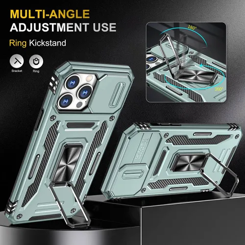 Miniatura 68 de Funda para iPhone 13 Pro con funda para cámara, con soporte de anillo para soporte, con función de montaje magnético para automóvil, para iPhone 13