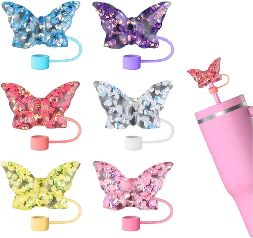 Miniatura 32 de 8 fundas reutilizables de silicona para popotes Stanley Cup de 30 y 40 onzas, accesorios de tapa de popote de 0.394 in y 0.4 pulgadas 36 Lindo