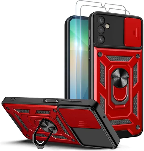 Miniatura 10 de Funda para teléfono Galaxy A06 4G: con protector de pantalla de 2 piezas, cubierta deslizante para cámara y soporte multiángulo para Samsung Galaxy
