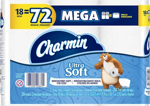 Miniatura 16 de Charmin Papel higiénico ultra suave, 24 megarrollos de papel de baño = 96 rollos regulares