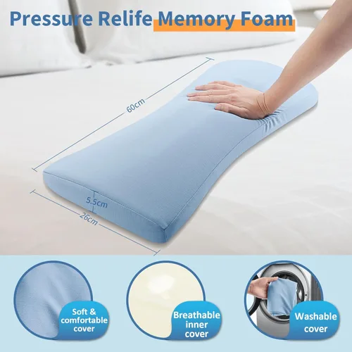 Miniatura 7 de Almohada de apoyo lumbar para aliviar el dolor de espalda: almohada de espalda baja para dormir - Almohada de cintura de espuma viscoelástica - Azul