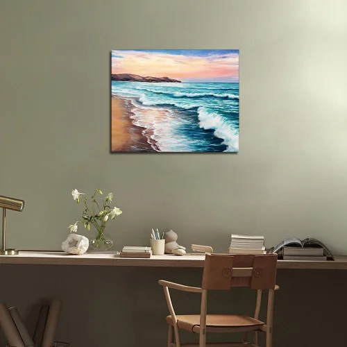 Miniatura 4 de TUMOVO Pintura por números para adultos, kits de pintura de playa por números, pintura al óleo de paisaje costero colorido para adultos, kit