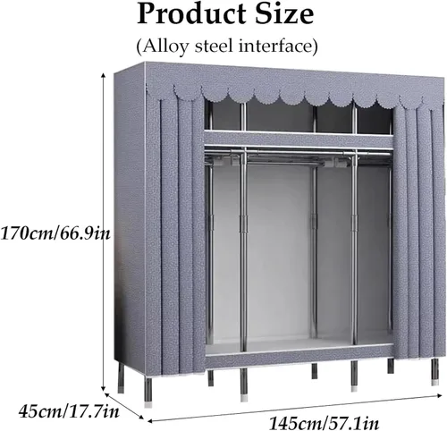 Miniatura 2 de large closets Portable Wardrobe Closet Thickened Steel Pipe Clothes Closet for Bedroom Hanging Large Closet Lightweight Portable Closet Space-saving