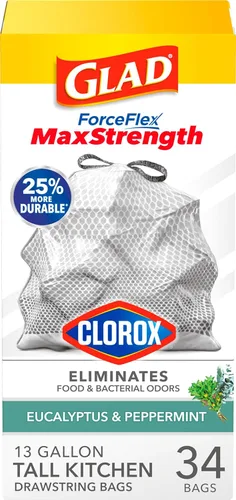Miniatura 12 de Glad - Bolsas de basura altas para cocina ForceFlex MaxStrength, 13 galones, flor de cerezo, 34 unidades (el embalaje puede variar)