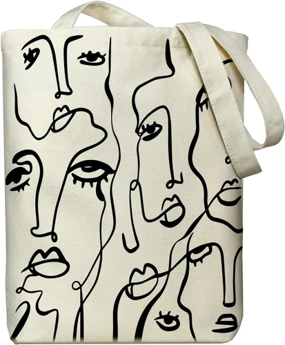 itgowisa Bolsa de lona para mujeres, bolsa de lona estética con bolsillo con cremallera para compras, viajes, trabajo, regalo, bolsa de compras de