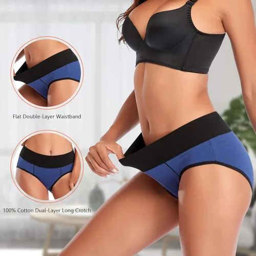 Miniatura 4 de Eiggam Ropa interior para mujer, de algodón, de cintura alta, cobertura completa, suave, elástico, transpirable, paquete múltiple