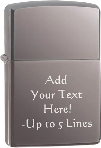 Zippo Encendedor – Mensaje personalizado grabado en la parte trasera de color único a prueba de viento encendedor (negro hielo #150)