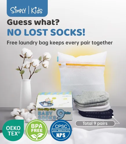Miniatura 7 de Simply Kids Calcetines tobilleros antideslizantes para bebé, agarre superior, algodón suave, para niñas y niños activos (de 0 a 7 años)