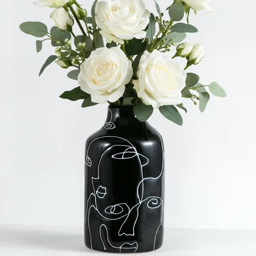 Kimdio - Jarrón de cerámica con diseño de cara irregular, florero decorativo para decoración del hogar, sala de estar, oficina, centro de mesa, mesa