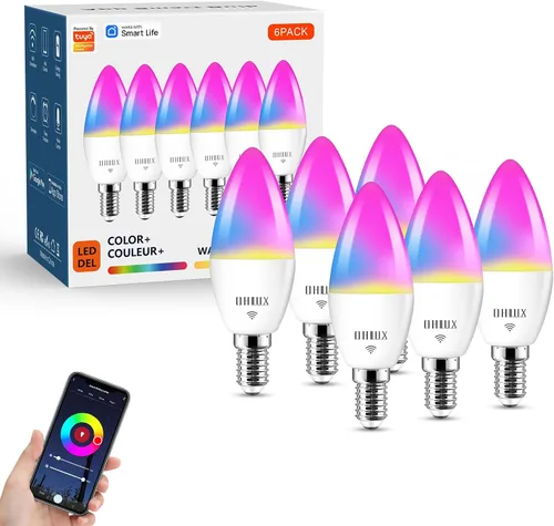 Miniatura 9 de OHLUX E12 Led Bulb, Smart Candelabra Led Light Bulbs 5W 40 Watt Equivalent, Color Changing Light Bulb RGB Compatible with Alexa Google Home, Candle