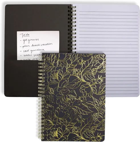 Miniatura 11 de Steel Mill & Co - Cuaderno de espiral mini lindo, 8.25" x 6.25", diario con tapa dura y 160 páginas forradas, diseño floral naranja Anaranjado floral