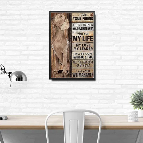 Miniatura 3 de Letrero de Metal Signo de Lata Arte de Pared Vintage Soy Tu Amigo Regalo para Amantes del Weimaraner Arte de Pared Vintage Impresiones