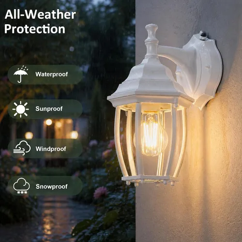 Miniatura 3 de LIT-PaTH Farol de pared para exteriores del atardecer al amanecer, aplique de pared como accesorio de iluminación de porche con base mediana E26