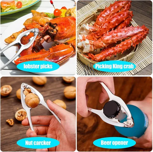 Miniatura 7 de Juego de 12 piezas de galletas y herramientas de cangrejo resistentes, juego de herramientas de mariscos de patas de cangrejo, galletas de langosta