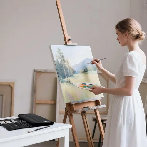 Miniatura 6 de Nicpro Juego de 40 pinceles de pintura, pinceles profesionales de acrílico con cuchillo de paleta y rollo de lienzo, adecuado para pintura acrílica
