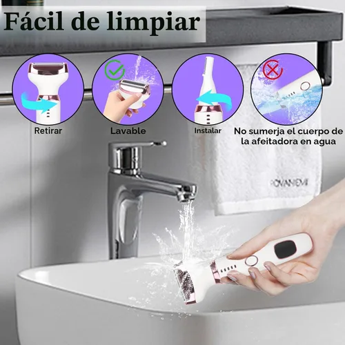 Miniatura 4 de Wet & Dry - Maquinilla de afeitar eléctrica para mujeres y hombres, afeitadora eléctrica recargable 4 en 1 con pantalla LED y removedor de vello