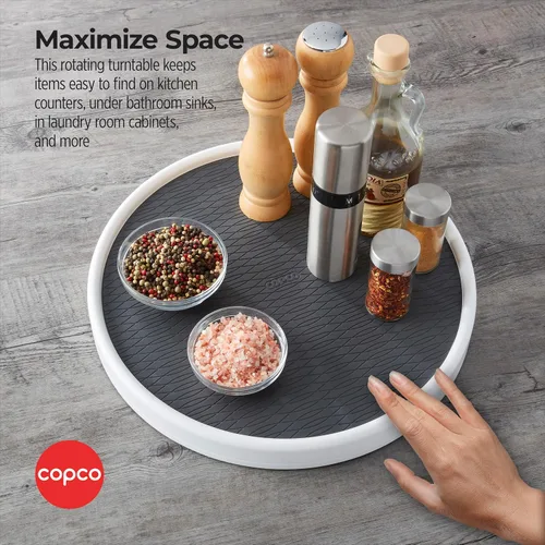 Miniatura 2 de Copco Pro - Mesa giratoria Lazy Susan de 15 pulgadas, organizador antideslizante para despensa o gabinete para especias, condimentos y botellas