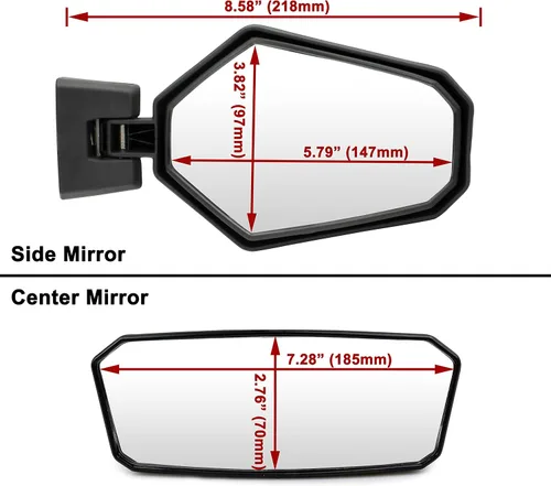 Miniatura 7 de SAUTVS Kit de espejo retrovisor central convexo ajustable y retrovisor lateral plegable para Can-Am Maverick Trail Sport Commander 2018-2026