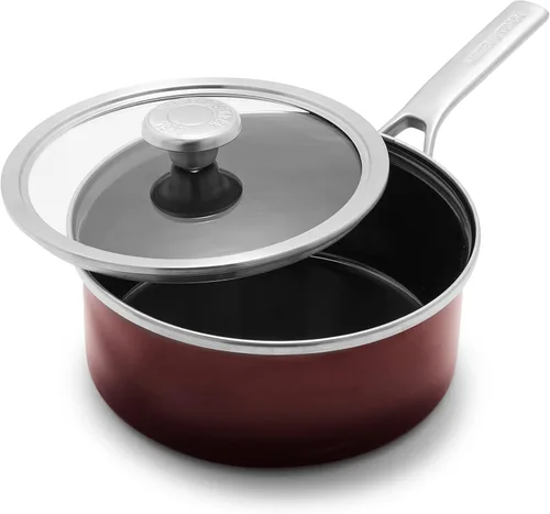 Miniatura 24 de Merten & Storck Utensilios de cocina esmaltados con núcleo de acero hecho a mano europea, sartén de 3 cuartos de galón con tapa, inducción, sin PFAS