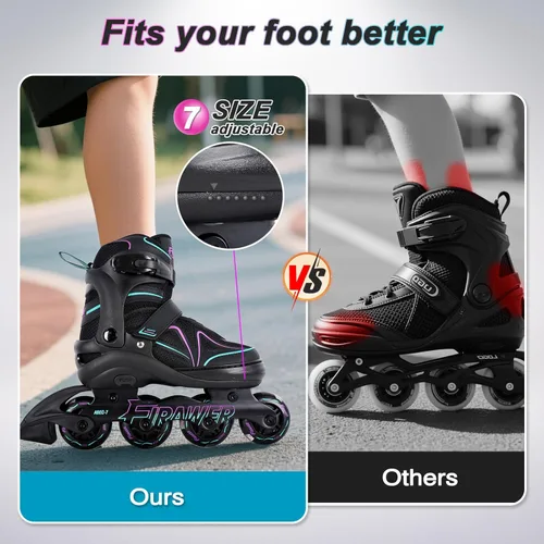 Miniatura 4 de Patines en línea ajustables para niños de 4 a 12 años, patines en línea juveniles para niñas y niños de 5 a 8 y de 8 a 12 con ruedas que se iluminan