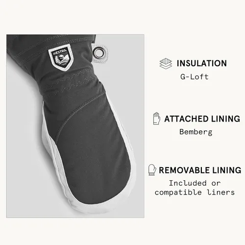 Miniatura 4 de Hestra Heli - Guante de esquí para mujer, manoplas de nieve clásicas de cuero para esquí, snowboard y montañismo (ajuste de mujer)