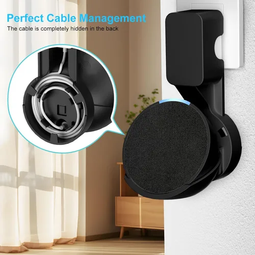 Miniatura 4 de ZUOLACO Wall Mount Holder for Echo Pop, Outlet Hanger Stand for Echo Pop, Built-in Cable Management, Black