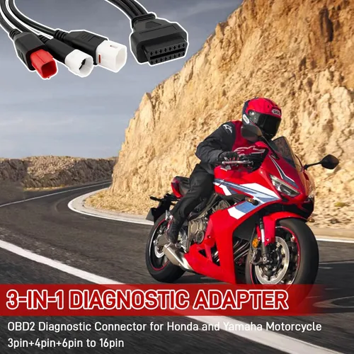 Miniatura 2 de Adaptador de diagnóstico OBD2 3 en 1 para Yamaha Kline Euro5 motocicleta Honda CRF KTM, 3pin+4pin+6pin a 16pin conector de diagnóstico múltiple