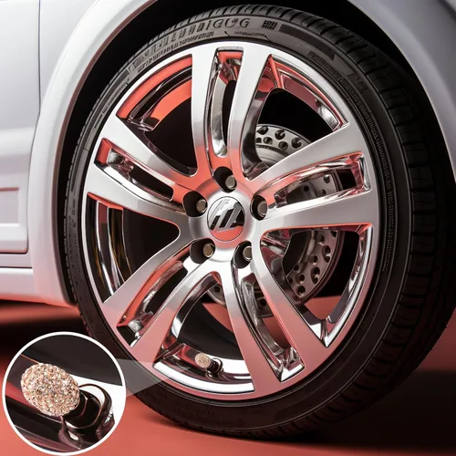 Miniatura 3 de 4 piezas de tapas de válvula de vástago de neumático con cristal brillante y diamante, tapas de válvula de neumático de rueda de coche a prueba