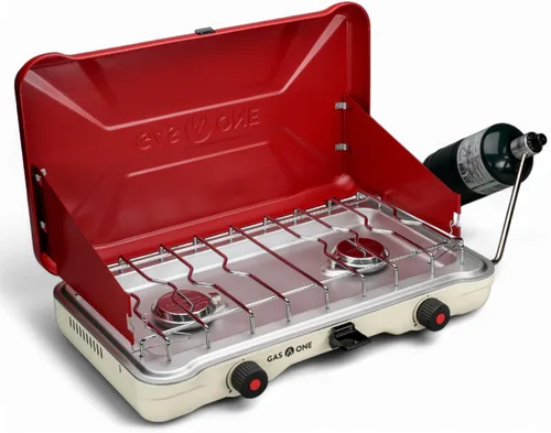 Miniatura 7 de GasOne - Estufa portátil de campamento – Estufa de propano doble con encendido automático de giro – 22,000 BTU con 2 quemadores y protector contra