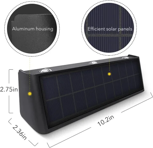 Mrzxy Luces solares de pared para exteriores, impermeables, de aluminio, arriba y abajo, luces solares LED para exteriores, para letrero, patio,