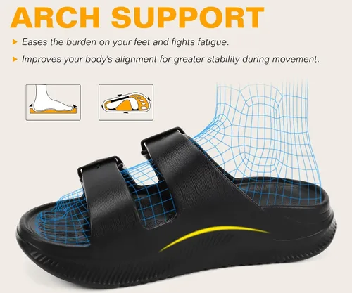 Miniatura 3 de ONCAI Womens Recovery Sandals with Arch Support Plantar Fasciitis Orthotic Adjustable Buckle Open Toe Thick Cushion Outdoor Girls Sport Slides