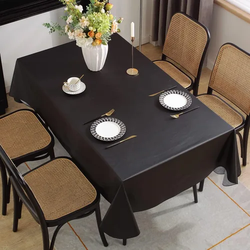 Miniatura 7 de SASTYBALE Mantel de vinilo con respaldo de franela impermeable y resistente al aceite, manteles de plástico para mesas rectangulares, manteles