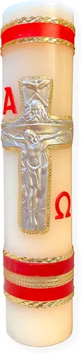 Angelitos de Mexico Vela grande Jesús Cruz Cristo Oración Católica Hecho a Mano Cirio Artesano Vela Jesucristo 11 in (28cm)
